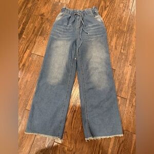 SHEIN Teen Girls Elastic Waist Wide-Leg Denim Jeans size 14Y